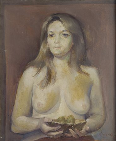 V. Esposito Nudo Olio su tela, cm. 45x60 Firma in basso a destra e sul verso....