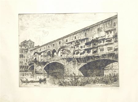 E. Fagiuoli Il ponte vecchio, 1951 Acquaforte, mm. 500x700 (foglio); mm....