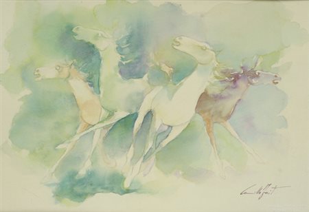 Camillo Fait (Milano, 1935) Nella brughiera Acquarello su carta, cm. 25x35...