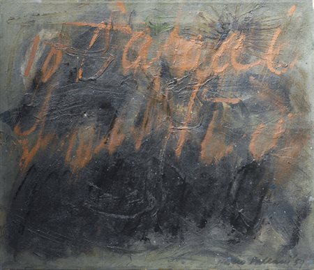 Mario Fallani (Firenze, 1934) Lettere, 1959 Olio su tela, cm. 38x45 Firma e...