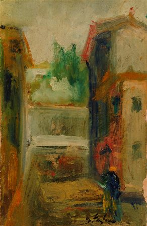 Enzo Fanfani Strada Olio su cartone, cm 30x19 Firma in basso a destra. € 0/0