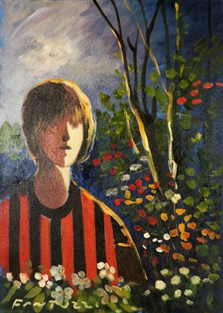 Eliano Fantuzzi (Verona, 1909 - Roma, 1987) Figura Olio su tela, cm. 70x50...