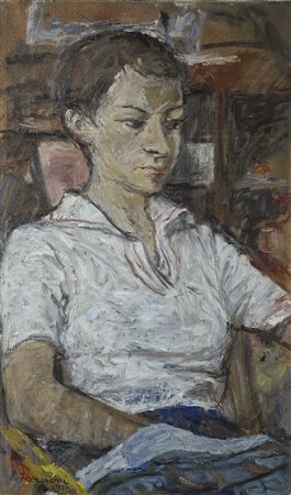 Enzo Faraoni (S. Stefano Magra, 1920) Ritratto di donna, 1976 Olio su tela,...