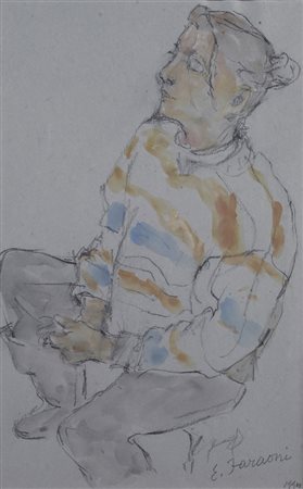 Enzo Faraoni (S. Stefano Magra, 1920) Figura seduta, 1994 Tecnica mista su...