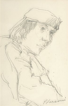 Enzo Faraoni (S. Stefano Magra, 1920) Ritratto Matita su cartoncino, cm....