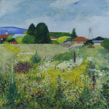Franco Ferraro (Cittanova (RC), 1929) Campagna pratese Olio su tela, cm....