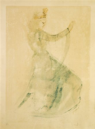 Leonor Fini (Buenos Aires, 1908 - Parigi, 1996) Figura Litografia, cm. 70x50