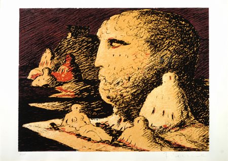 Salvatore Fiume (Comiso, 1915 - Milano, 1997) Senza titolo Serigrafia, mm....