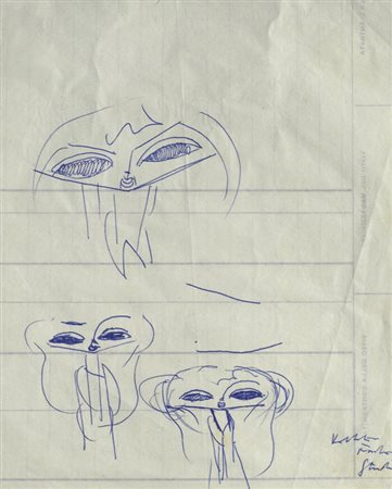 Voltolino Fontani (Livorno, 1920 - 1976) Volti Penna su carta, cm. 18,5x14,5...