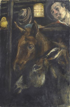 Giancarlo Franchi Omaggio a Palizzi Olio su cartone, cm. 77x51 Firma in basso...