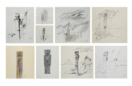 Ernesto Galeffi (Chiò) Lotto unico di 8 disegni, anni '60-70 Inchiostro su...