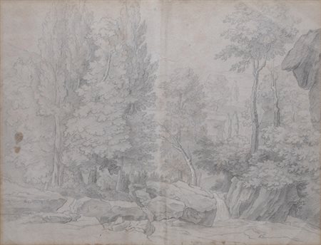 Giovanni Gambini (Pistoia, 1779 - 1869) Paesaggio Matita su carta., cm. 44x59...
