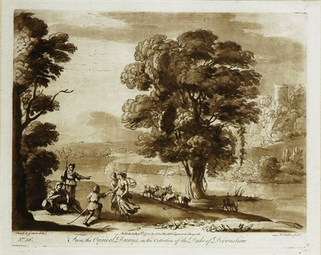 Claude Gelée le Lorraine (Chamagne, 1600 - Roma, 1682) Pastorale Incisione,...