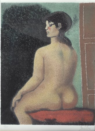 Franco Gentilini (Faenza, 1909 - Roma, 1981) Figura Litografia, cm. 60x45;...