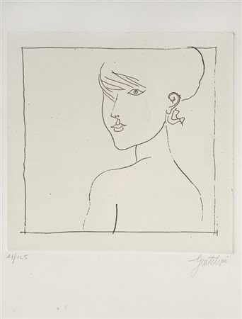 Franco Gentilini (Faenza, 1909 - Roma, 1981) Volto Litografia., mm. 505x345...