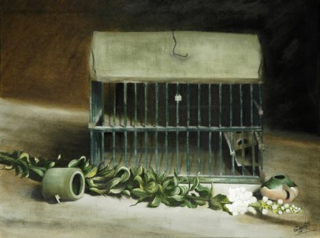 Lorenzo Giandotti (Firenze, 1935) Natura morta, 2005 Olio su cartone, cm....