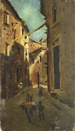 Alfredo Giovannozzi Vicolo Olio su tavola, cm. 18x10,5 € 250/350