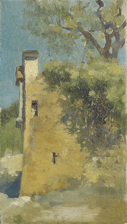 Alfredo Giovannozzi A fianco della chiesa Olio su compensato, cm. 15,5x9 €...