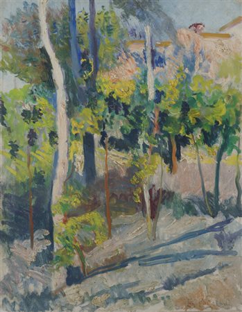 Eduardo Gordigiani (Firenze, 1866 - Popolano di Marradi, 1961) Alberi Olio su...