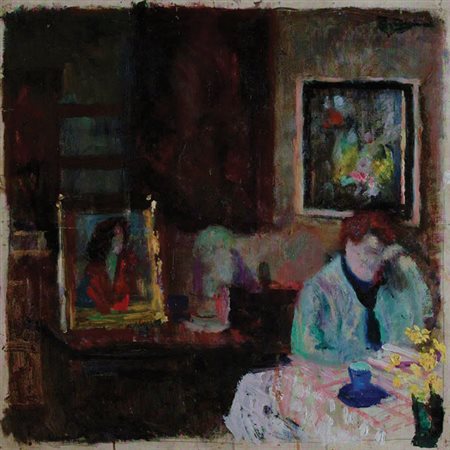 Eduardo Gordigiani (Firenze, 1866 - Popolano di Marradi, 1961) Interno con...