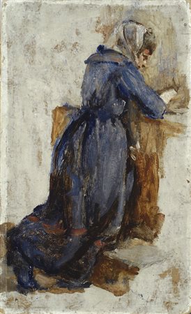 Alfonso Hollaender (Ratisbona, 1845 - Firenze, 1923) Donna in preghiera Olio...