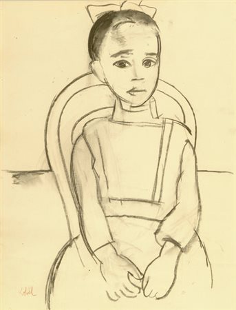 Alfred Kobel (Basilea, 1925) Ritratto di Simone Carboncino su carta, cm....