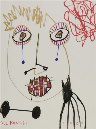 Indrek Paul Kostabi (Los Angeles, 1962) Tick tack toe, 2002 Pennarello su...