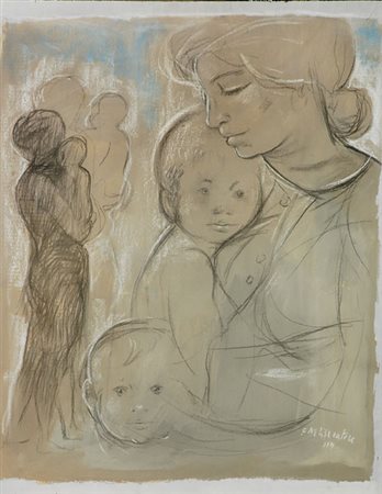 Fausto Maria Liberatore (Lucca, 1927 - 2004) Famigliare, 1971 Tecnica mista...