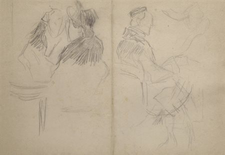 Ulvi Liegi (Livorno, 1858 - 1939) Figure sedute Matita su carta, cm. 17,5x25...