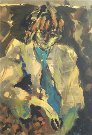 Silvio Loffredo (Parigi, 1920) Ritratto, 1977 Olio su cartone, cm. 50x35...