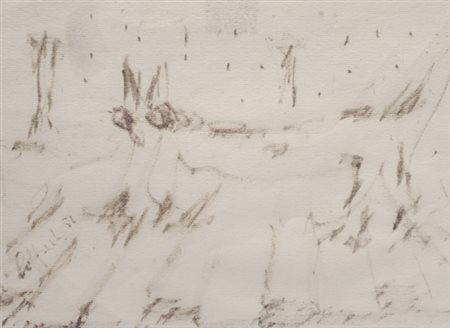 Silvio Loffredo (Parigi, 1920) Gatto, 1975 Monotipo su carta, cm. 16,5x22...