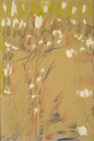 Silvio Loffredo (Parigi, 1920) Gatto, 1972 Tecnica mista su cartoncino,...