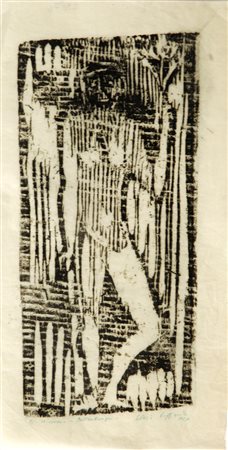 Silvio Loffredo (Parigi, 1920) Figura Xilografia, mm. 275x145 Firma in basso...