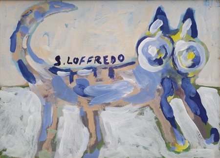 Silvio Loffredo (Parigi, 1920) Gatto Olio su cartone, cm. 29,5x39 Firmato al...