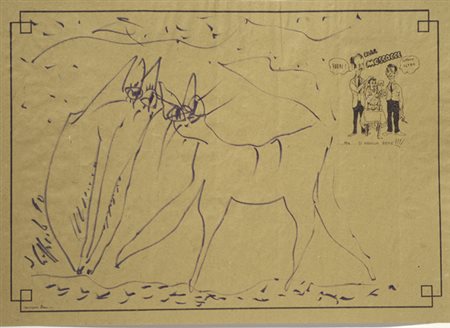 Silvio Loffredo (Parigi, 1920) Gatti, 1950 Pennarello su carta, cm. 33x45,5...