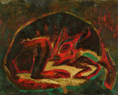 Silvio Loffredo (Parigi, 1920) Cane, 1950 Olio su tela, cm 40x51 Firma in...