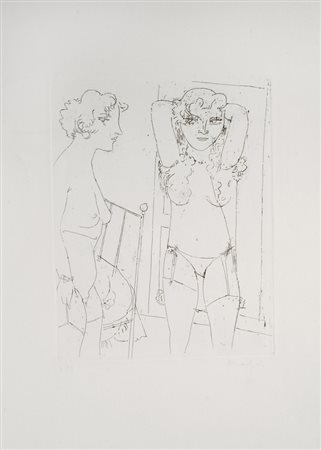 Manfredi Nudi mm. 710x500 (foglio); mm. 275x215 (lastra). Es. 4/80 Firma in...