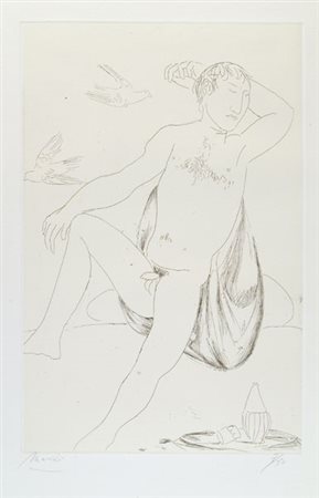 Giacomo Manzù (Bergamo, 1908 - Ardea, 1991) Nudo Acquaforte, mm. 515x330; es:...