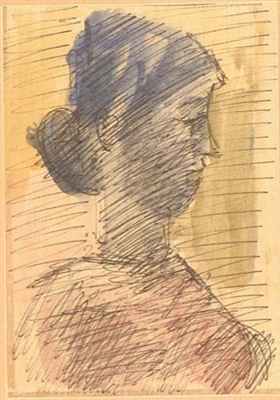 Mario Marcucci (Viareggio, 1910 - 1992) Profilo Tecnica mista su carta, cm....