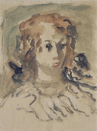 Mario Marcucci (Viareggio, 1910 - 1992) Volto Acquarello su carta, cm. 16x12...