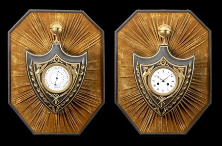 ANONIMO, Francia
Coppia formata da un orologio e un barometro da parete a forma
