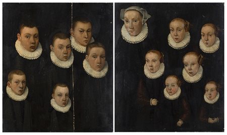 Scuola fiamminga del secolo XVII

Ritratti familiari
Coppia di dipinti ad olio