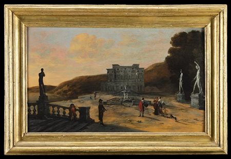 Johann Wilhelm Baur (attr.)

Veduta capricciosa con il Casino Borghese
Olio su t