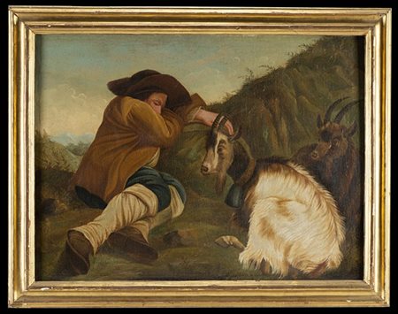 Francesco Londonio (attr.)

Pastorello addormentato con capre
Olio su tela cm 74