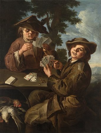 Giacomo Francesco Cipper Giocatori di carte con cesta di pollame e selvaggina
Ol
