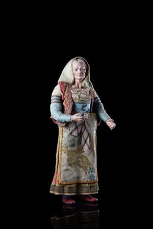 Arte napoletana, inizio secolo XIX "Contadina" figura da presepe con volto e ma
