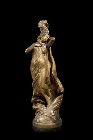 Da Joseph Michel-Ange Pollet (1814-1870) "La notte" scultura in bronzo (h. cm 9