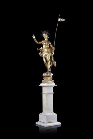 Artista del secolo XVII "Cristo risorto" scultura in bronzo dorato (h. cm 34) P