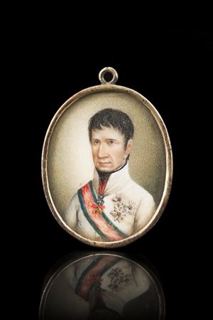 Scuola dell'inizio del secolo XIX "Francesco IV d'Este" miniatura ovale su avor