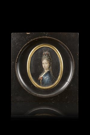 Scuola del secolo XVIII "Ritratto di nobildonna della famiglia Livizzani" minia